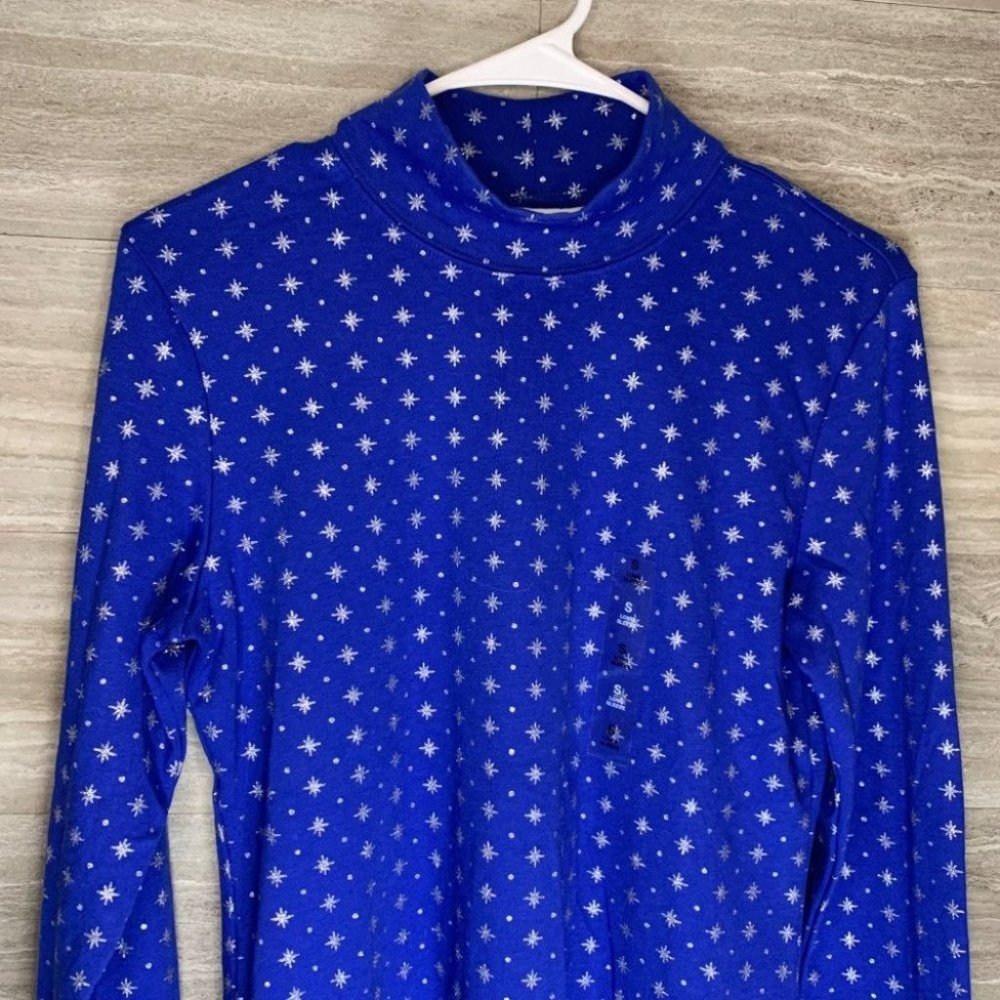 NWT Women’s Karen Scott Snowflake Turtle Neck Blouse - Picture 3 of 7